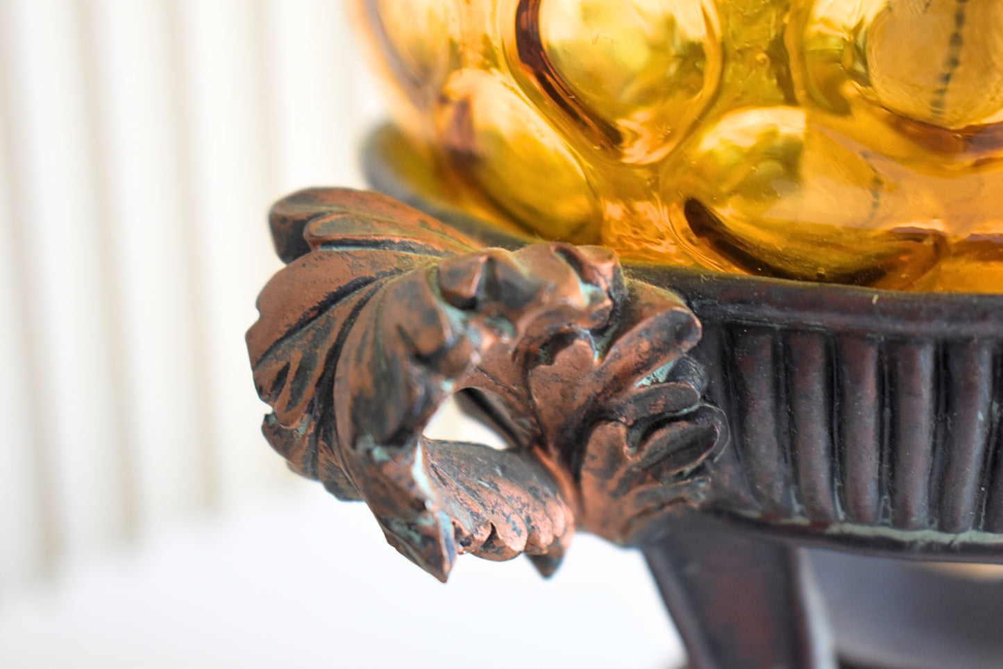 Antique Amber Glass Oil Lamp