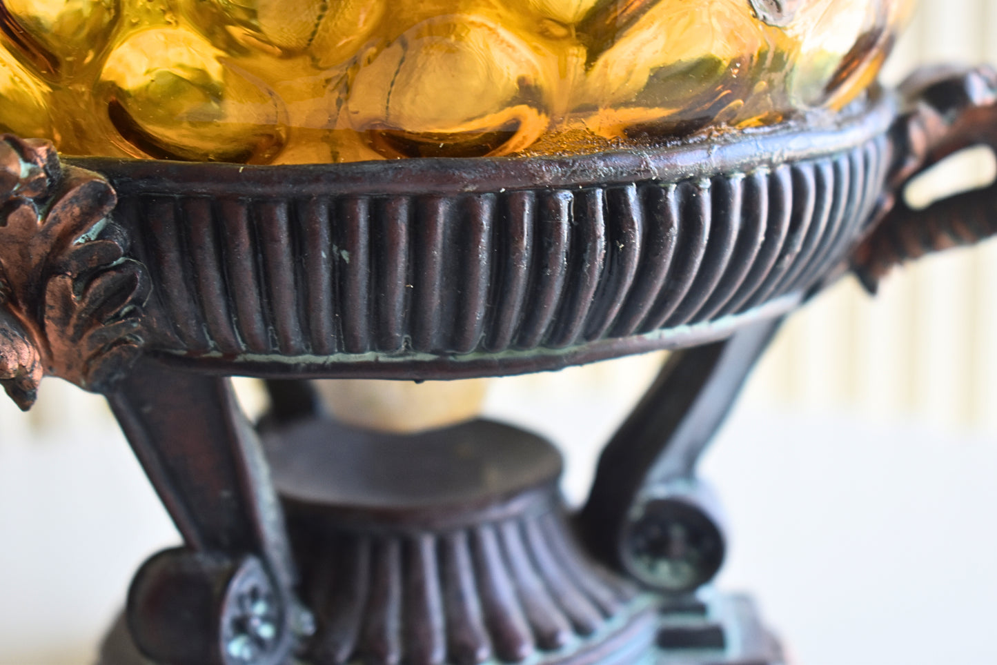 Antique Amber Glass Oil Lamp