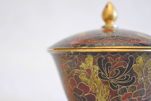 Vintage Chinese Cloisonné Powder Pot