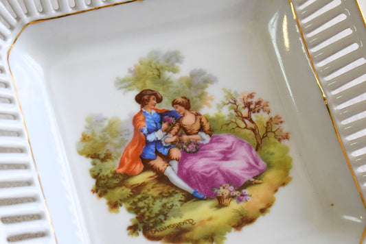 Vintage Bavarian Porcelain Reticulated Dish, Schwarzenhammer 1949