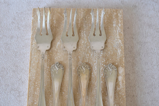 Antique Silver-Plated Pastry Forks, France 1900s