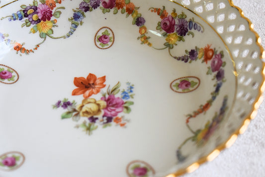 Vintage Schumann Porcelain Bowl – Reticulated Edge 1930s-1940s