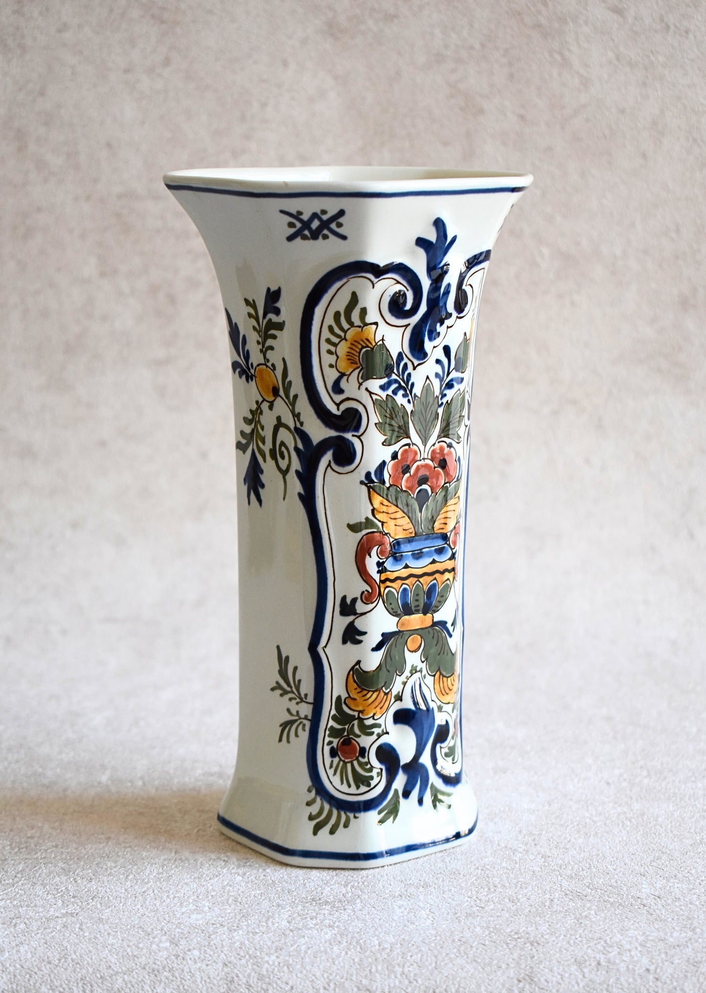 Hand-Painted Pair of Vintage Delft Vases