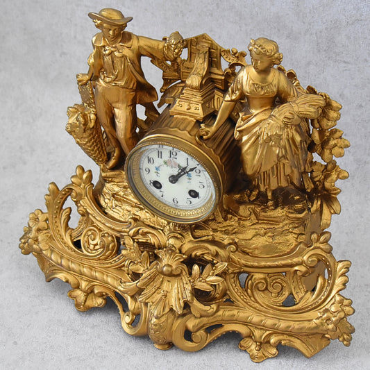 Antique French Mantel Clock – “Allégories des Vendanges et Moissons” by Magnin & MV