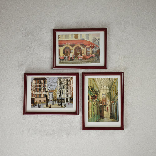 Set of 3 Small Framed Paris Street Scene Prints