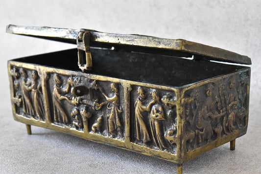 Antique Gothic Revival Reliquary-Style Brass Casket, c. 1880–1930