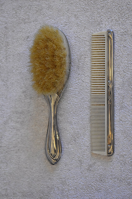 French Silver Baby Grooming Set by Delord, Sylvain, 1894