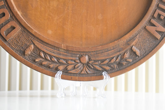 Large Vintage French Carved Wooden Bread Plate