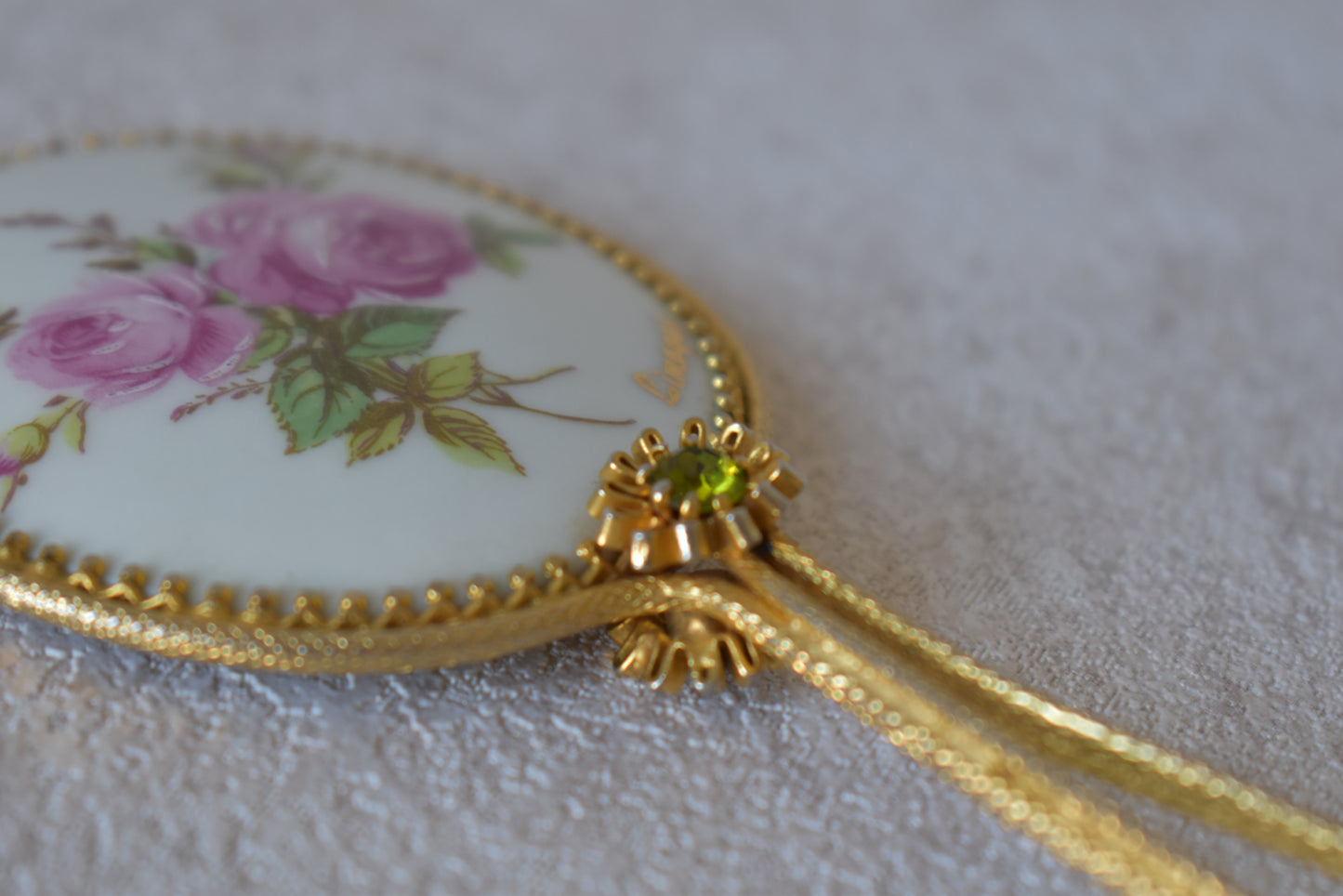 Elegant Limoges Porcelain Pocket Mirror