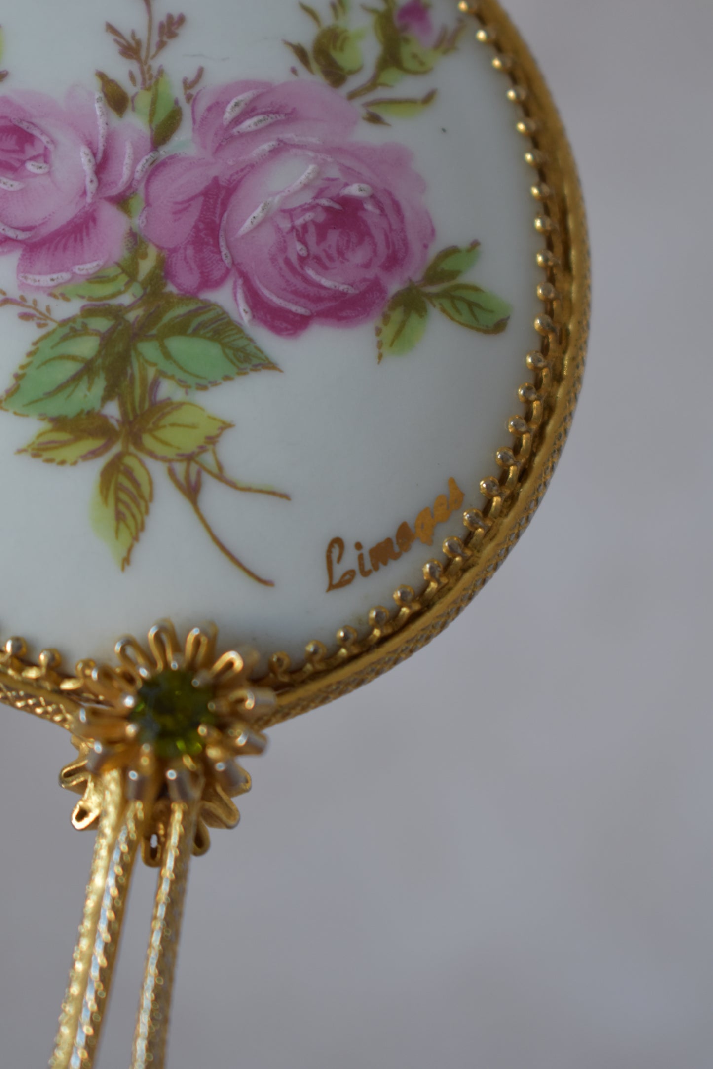 Elegant Limoges Porcelain Pocket Mirror