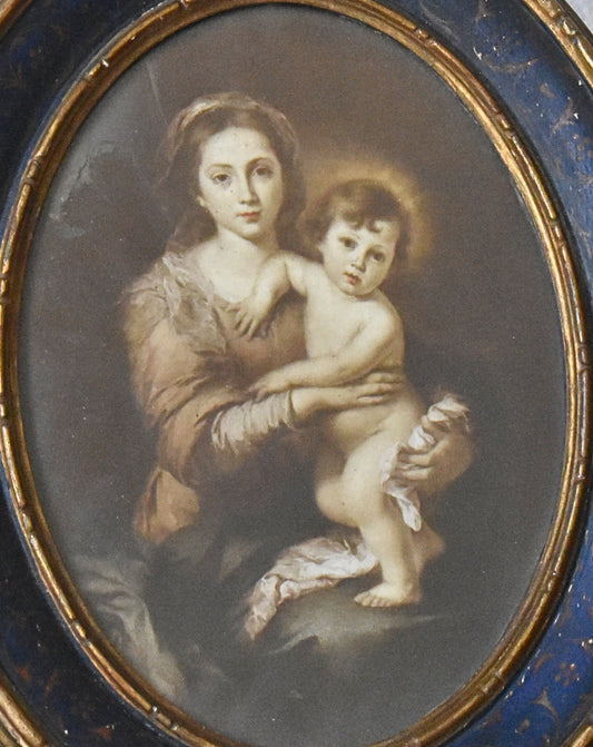 Madonna & Child Oval Framed Devotional Portrait