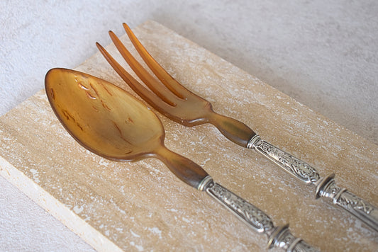 1850 French Salad Set – Minerva Silver & Bone