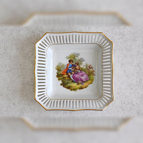 Vintage Bavarian Porcelain Reticulated Dish, Schwarzenhammer 1949