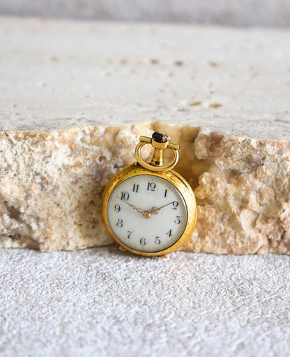 Antique French Au Nègre 18K Gold Pocket Watch with Booklet (c. 1890s)