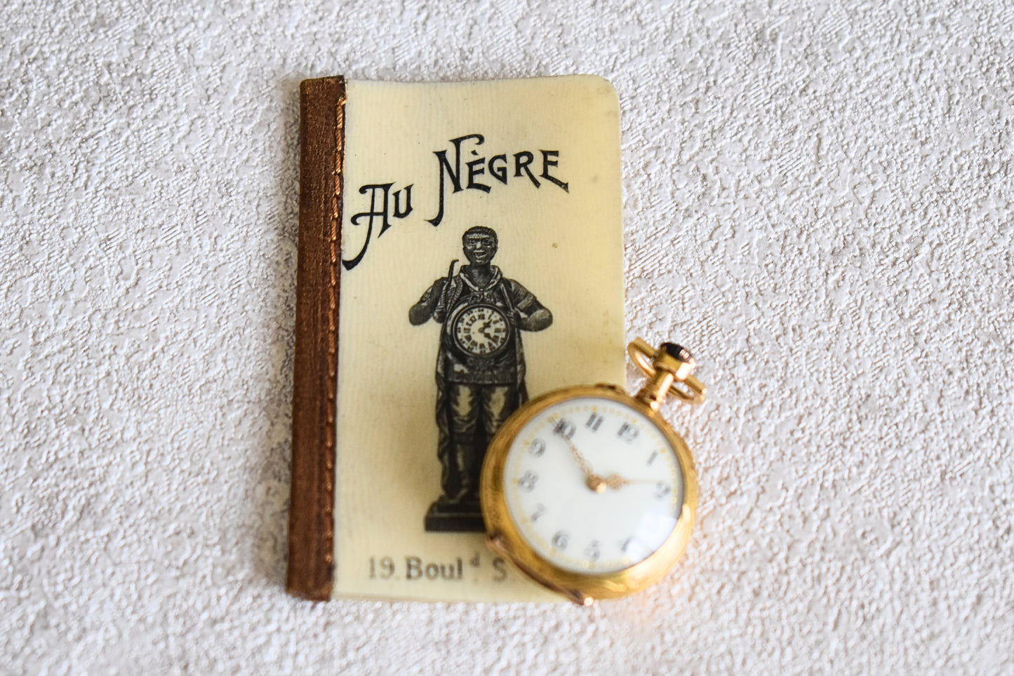 Antique French Au Nègre 18K Gold Pocket Watch with Booklet (c. 1890s)