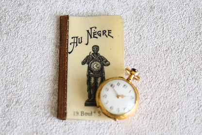 Antique French Au Nègre 18K Gold Pocket Watch with Booklet (c. 1890s)