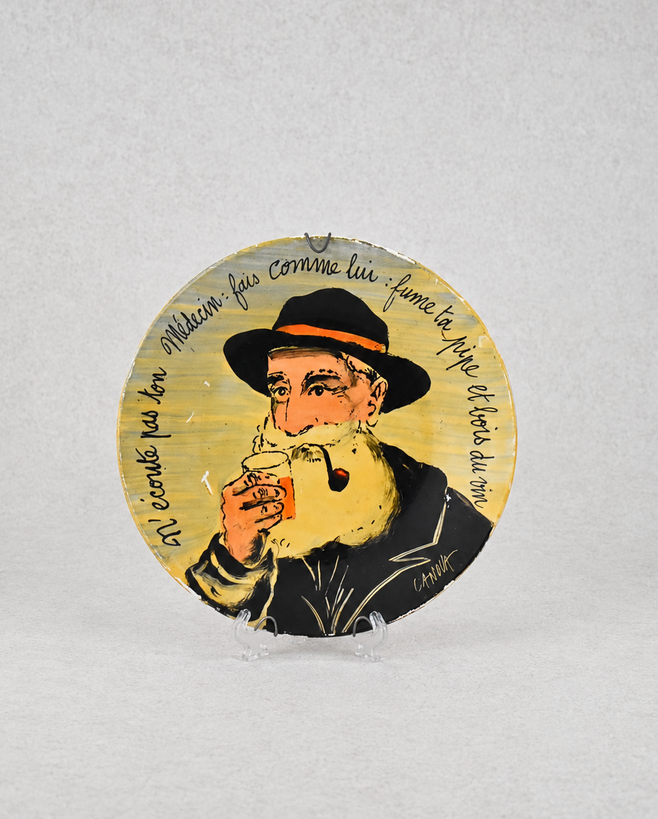 Vintage French Canova Hand-Painted Folkloric Plate