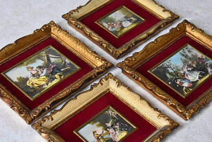 French Hand-Painted Porcelain Miniature Set of Four