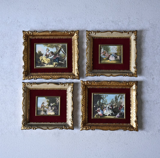 French Hand-Painted Porcelain Miniature Set of Four