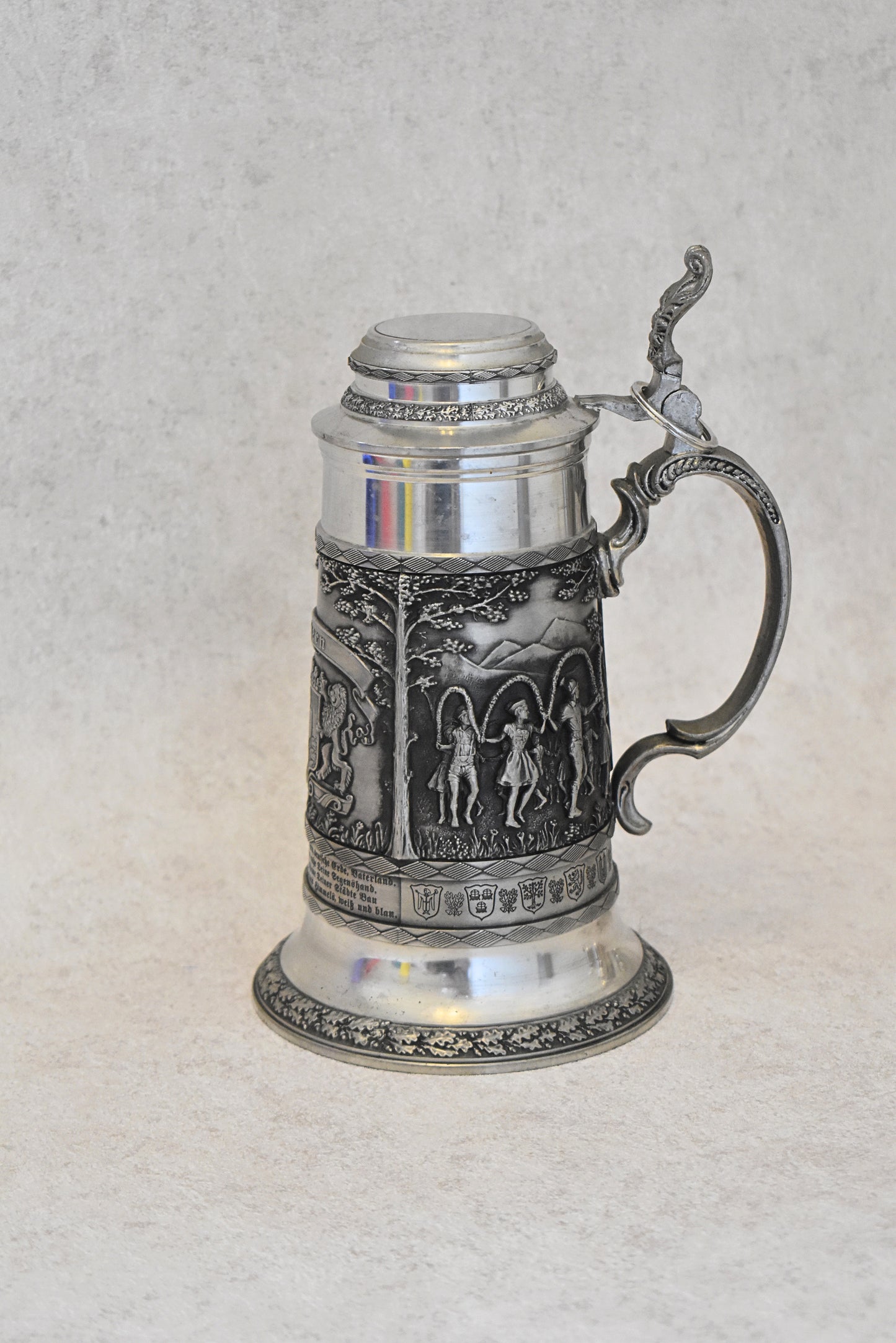 German Pewter Beer Stein – Bavaria, Early 20th Century