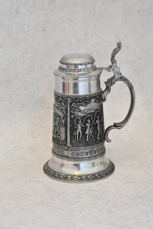 German Pewter Beer Stein – Bavaria, Early 20th Century