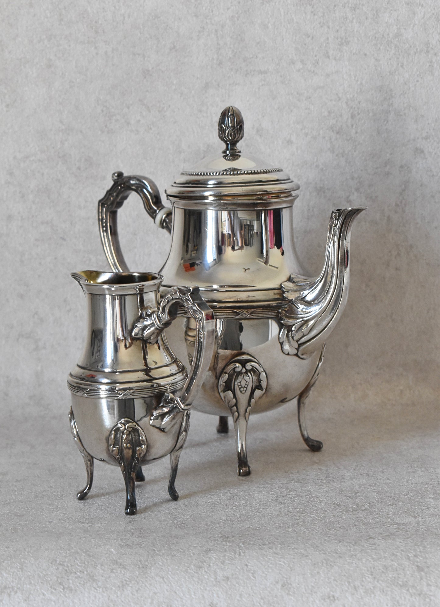 Reneka French Silver-Plated Teapot and Milk Jug Set
