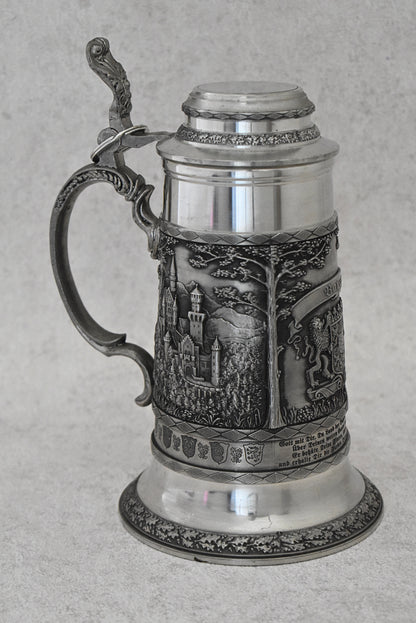 German Pewter Beer Stein – Bavaria, Early 20th Century