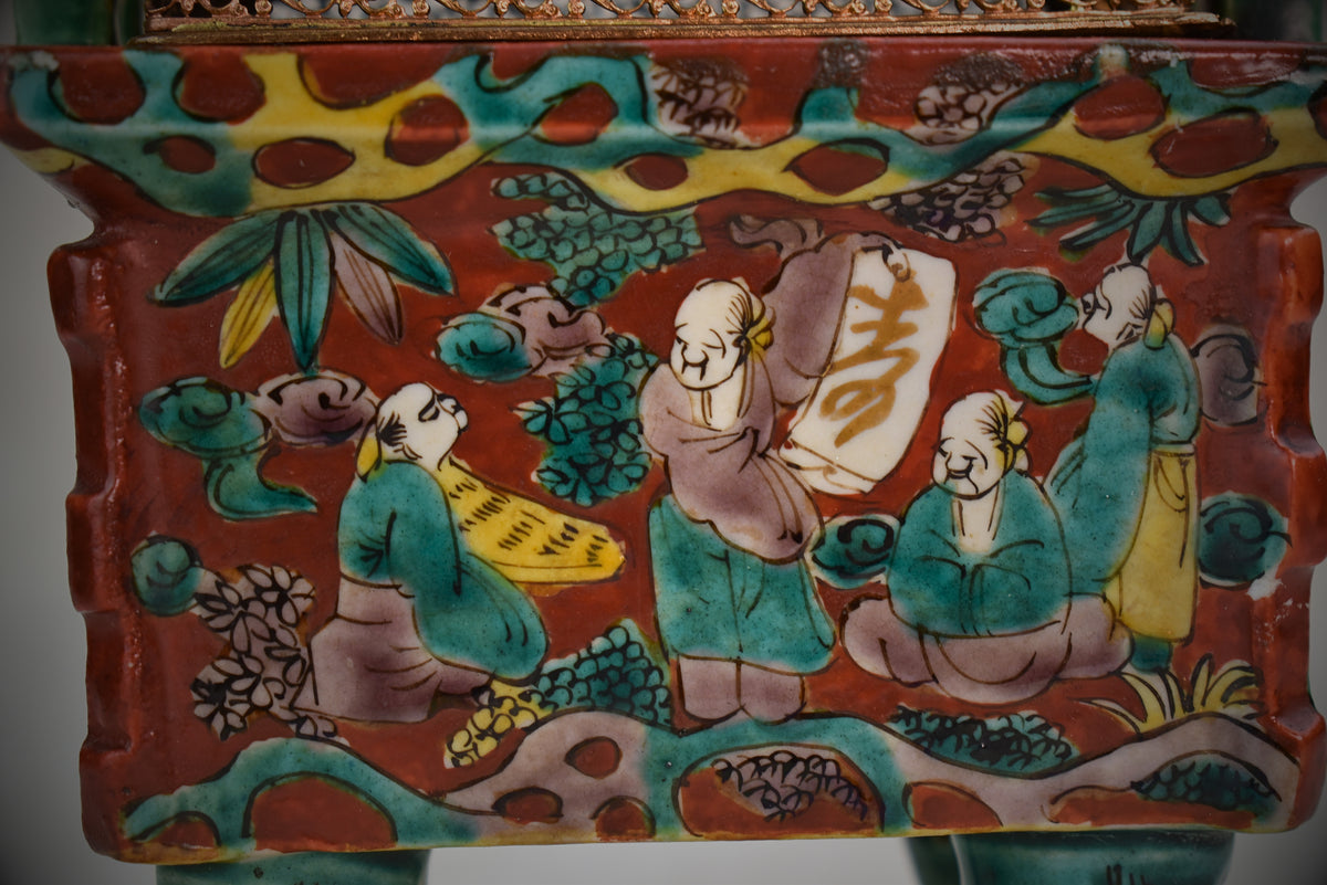 Japanese Meiji–Taishō Porcelain Incense Burner by Tsukimoto, c. 1890–1920