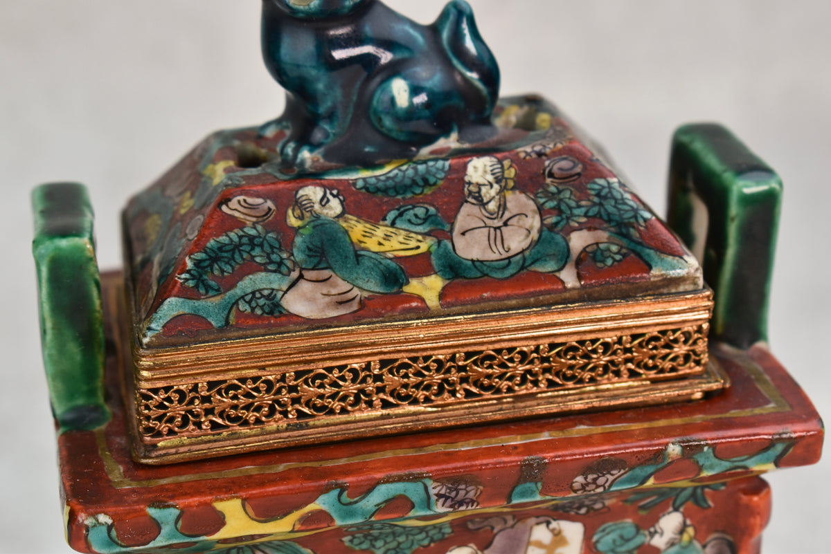 Japanese Meiji–Taishō Porcelain Incense Burner by Tsukimoto, c. 1890–1920