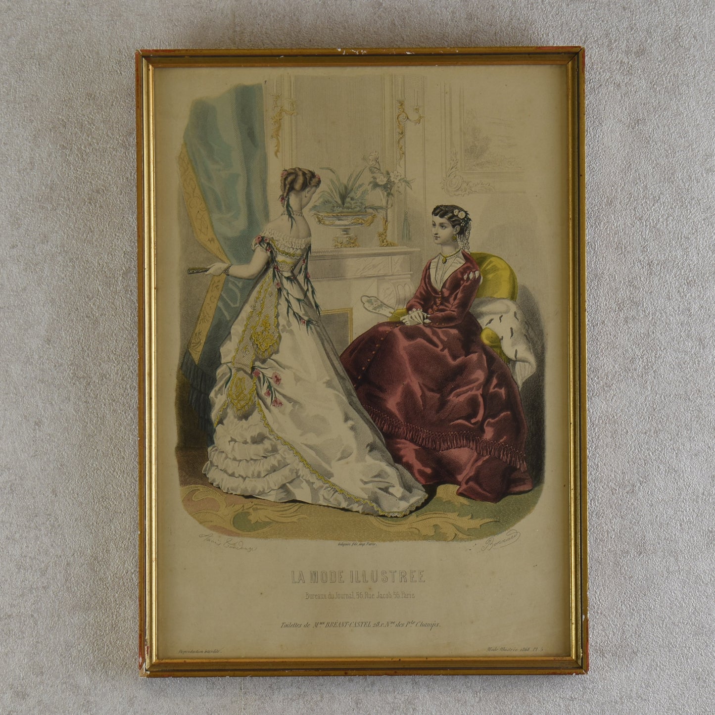 Pair of French La Mode Illustrée Fashion Plates, 1868