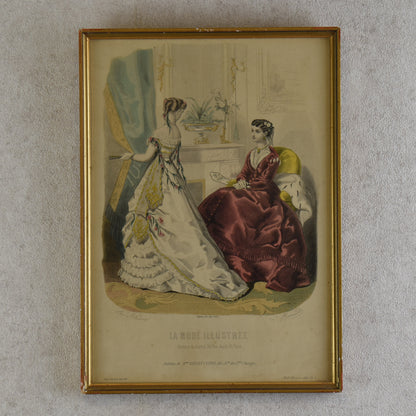 Pair of French La Mode Illustrée Fashion Plates, 1868