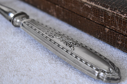French Silver Lamb Carving Set, E.B. Cira 1890s