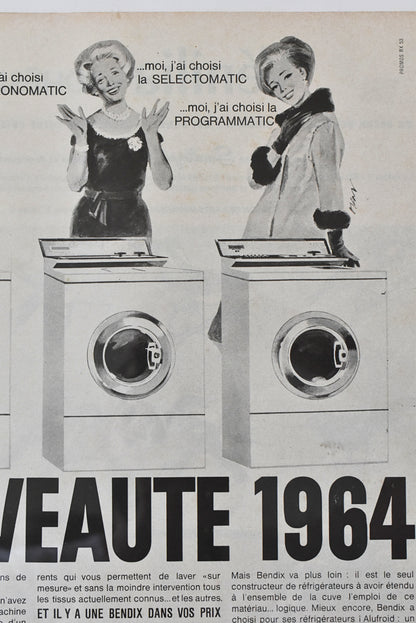 964 Bendix Washing Machine Advertising Poster