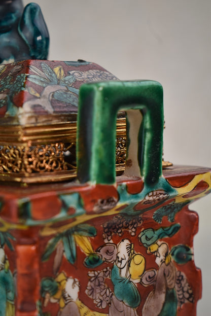 Japanese Meiji–Taishō Porcelain Incense Burner by Tsukimoto, c. 1890–1920
