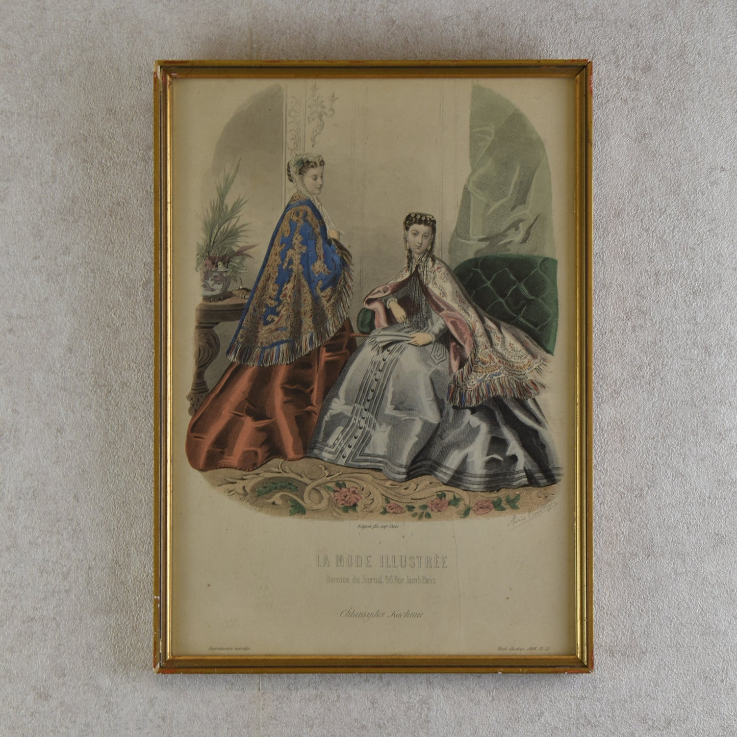 Pair of French La Mode Illustrée Fashion Plates, 1868