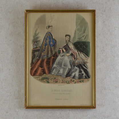 Pair of French La Mode Illustrée Fashion Plates, 1868