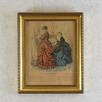 Antique French Fashion Print, La Corbeille Journal de Modes, 1868