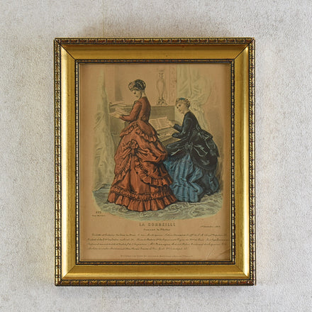 مطبوع أزياء فرنسي أثري من مجلة «لا كورباي»، 1868