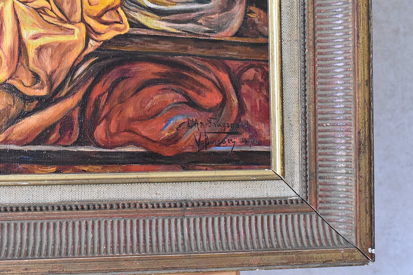 Vintage Oil Painting After Fragonard – Lady Reading (1974)