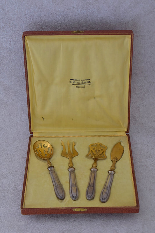 Antique French Silver & Gilt Serving Set, Minerva Hallmark, c. 1880–1920