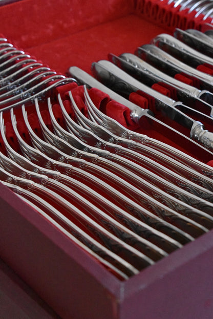 Vintage German Silver-Plated Serving Cutlery Canteen