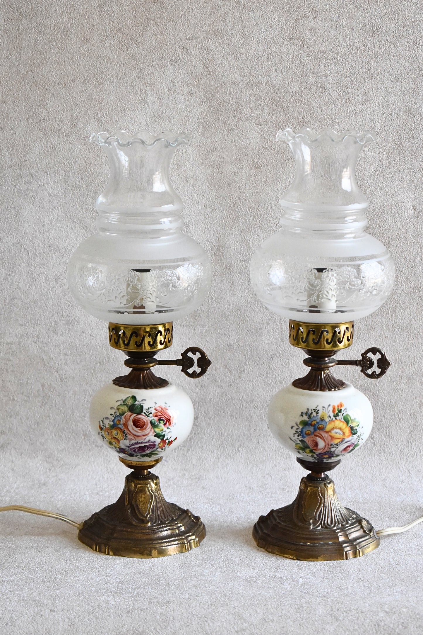Pair of Vintage Limoges Electric Table Lamps - France 1970s
