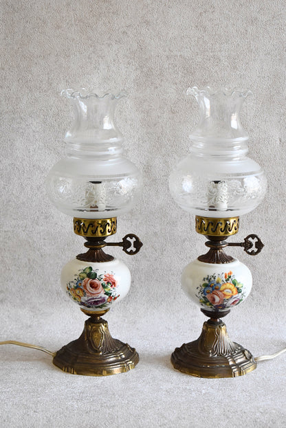 Pair of Vintage Limoges Electric Table Lamps - France 1970s