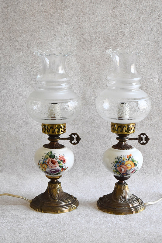 Pair of Vintage Limoges Electric Table Lamps - France 1970s