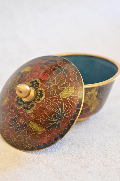 Vintage Chinese Cloisonné Powder Pot