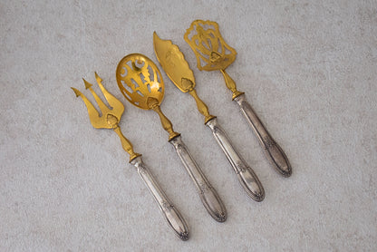 Antique French Silver & Gilt Serving Set, Minerva Hallmark, c. 1880–1920