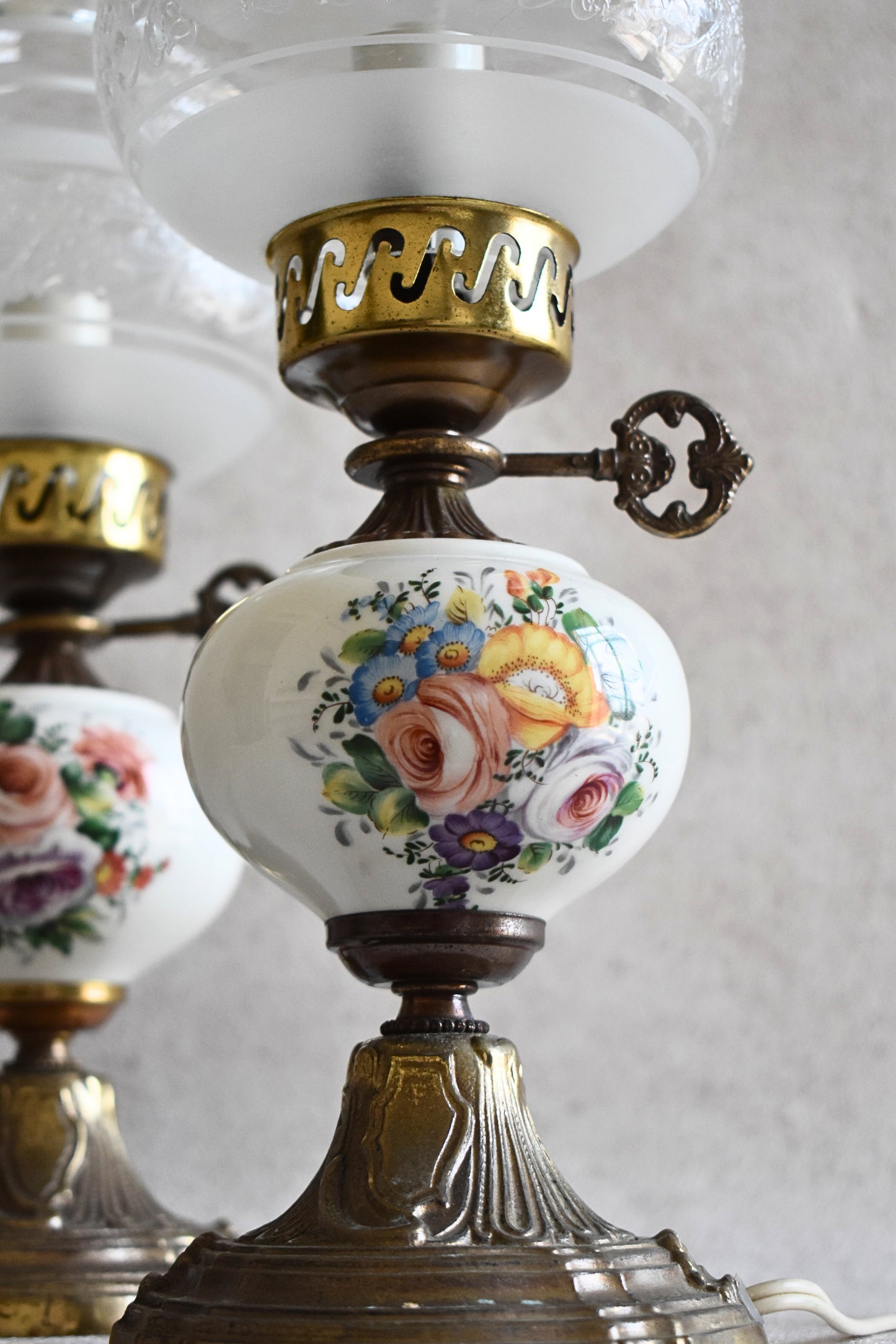 Pair of Vintage Limoges Electric Table Lamps - France 1970s