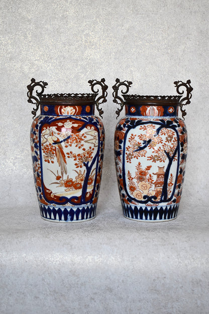 Pair of Japanese Imari Porcelain Vases Meiji Period (c. 1880–1910)