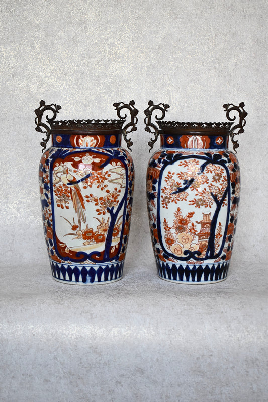 Pair of Japanese Imari Porcelain Vases Meiji Period (c. 1880–1910)