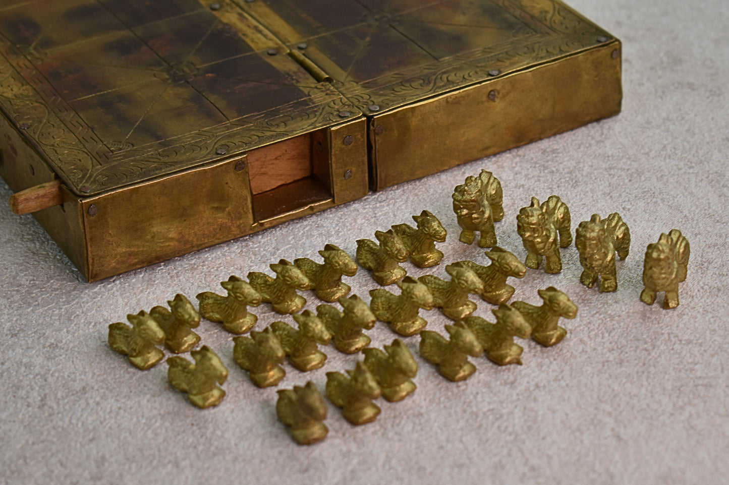 Nepalese Brass Bagh Chal Folding Game Board, Kathmandu